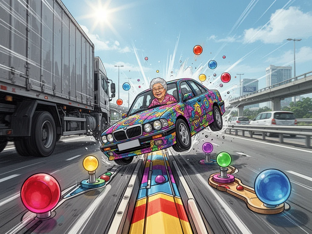 Singapore Pensioner Mistakes Moving Trailer For Giant Pinball Machine