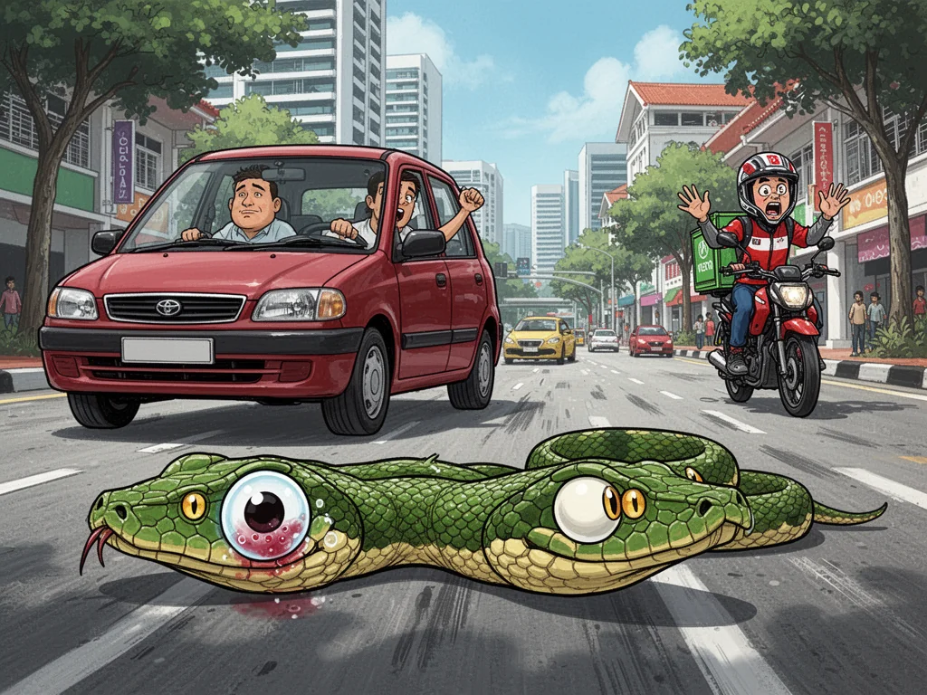 Sinkie Drivers Run Over Python Twice To Ensure Quality Roadkill
