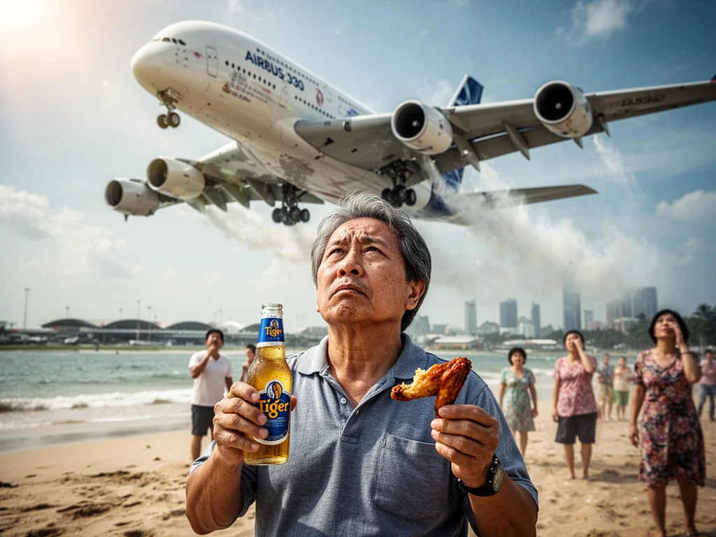 Singaporeans Flock to Changi Beach to Watch Others Escape Country