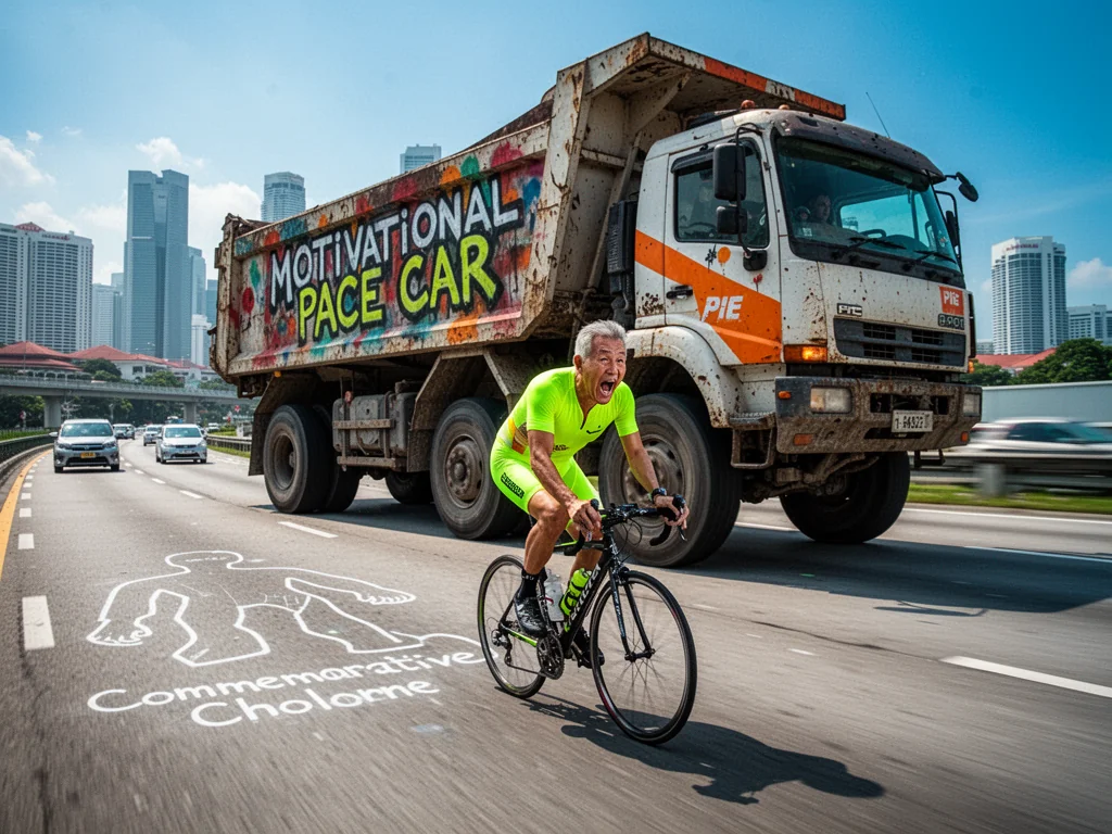 Singapore Cyclist Confident Spandex Forcefield Can Repel Ten-Ton Tippers