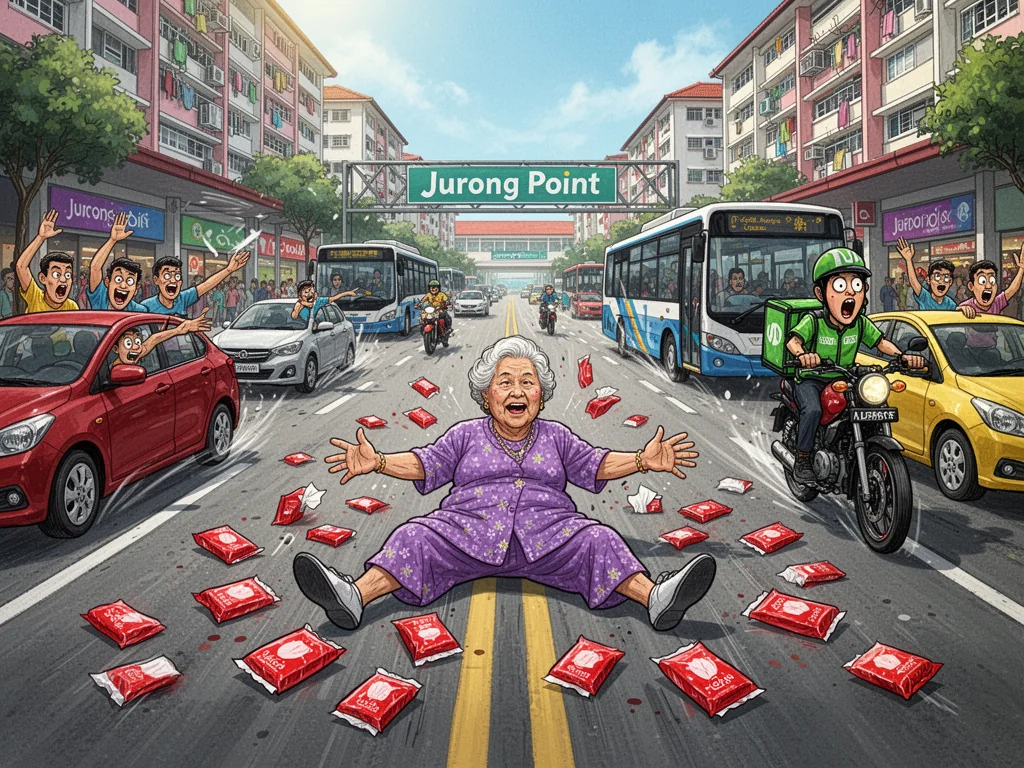 Auntie Successfully Chopes Entire Fucking Road Outside Jurong Point