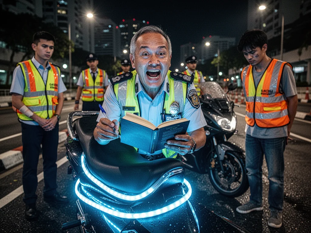 LTA Officer Achieves Climax After Fining Motorcyclist For Having Blue LED Underglow