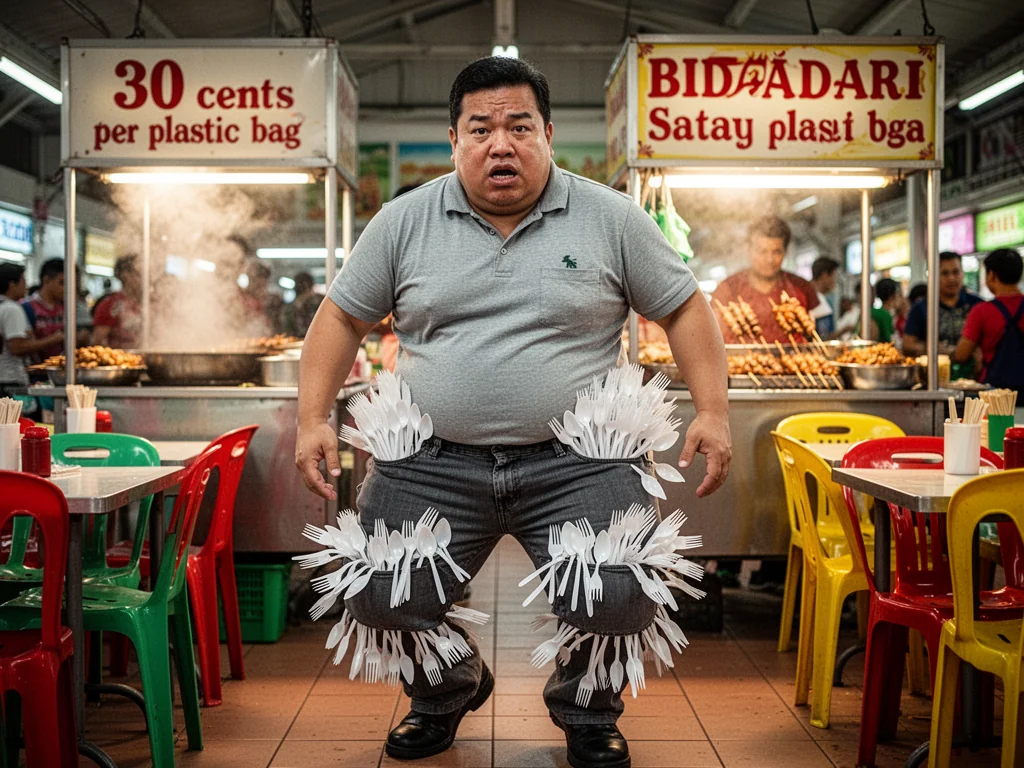 Sinkie Reclaims 90 Cents By Looting Stall’s Entire Plastic Fork Supply