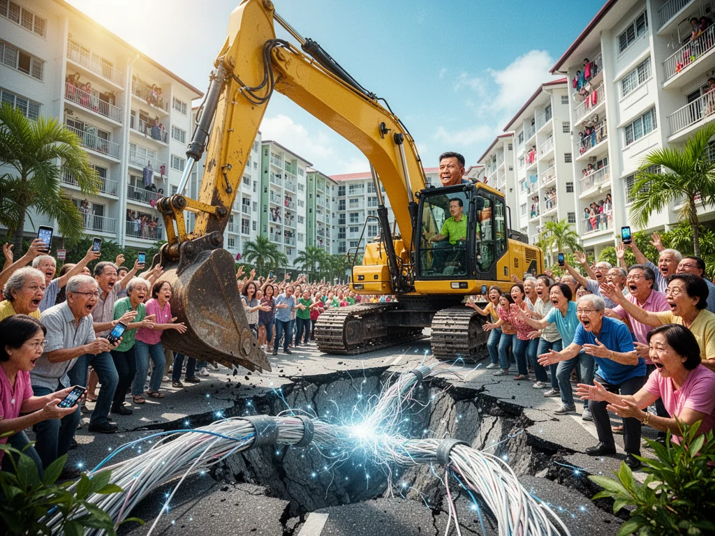 Excavator Operator Frees 5,000 Punggol Residents From Internet Addiction