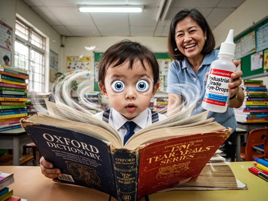 Kiasu Parents Glue Eyelids Open for 10,000 WPM Speed Reading