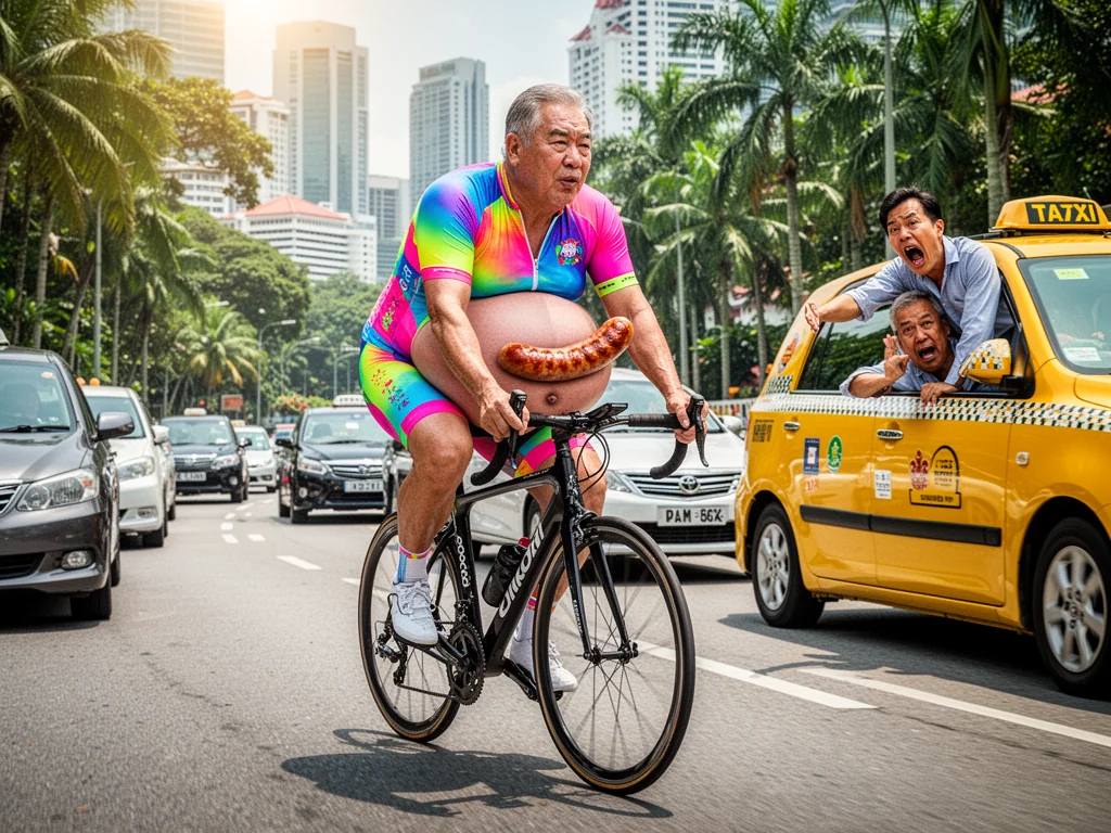 Sausage-Cased Men Mistake Nicoll Highway For Tour De France